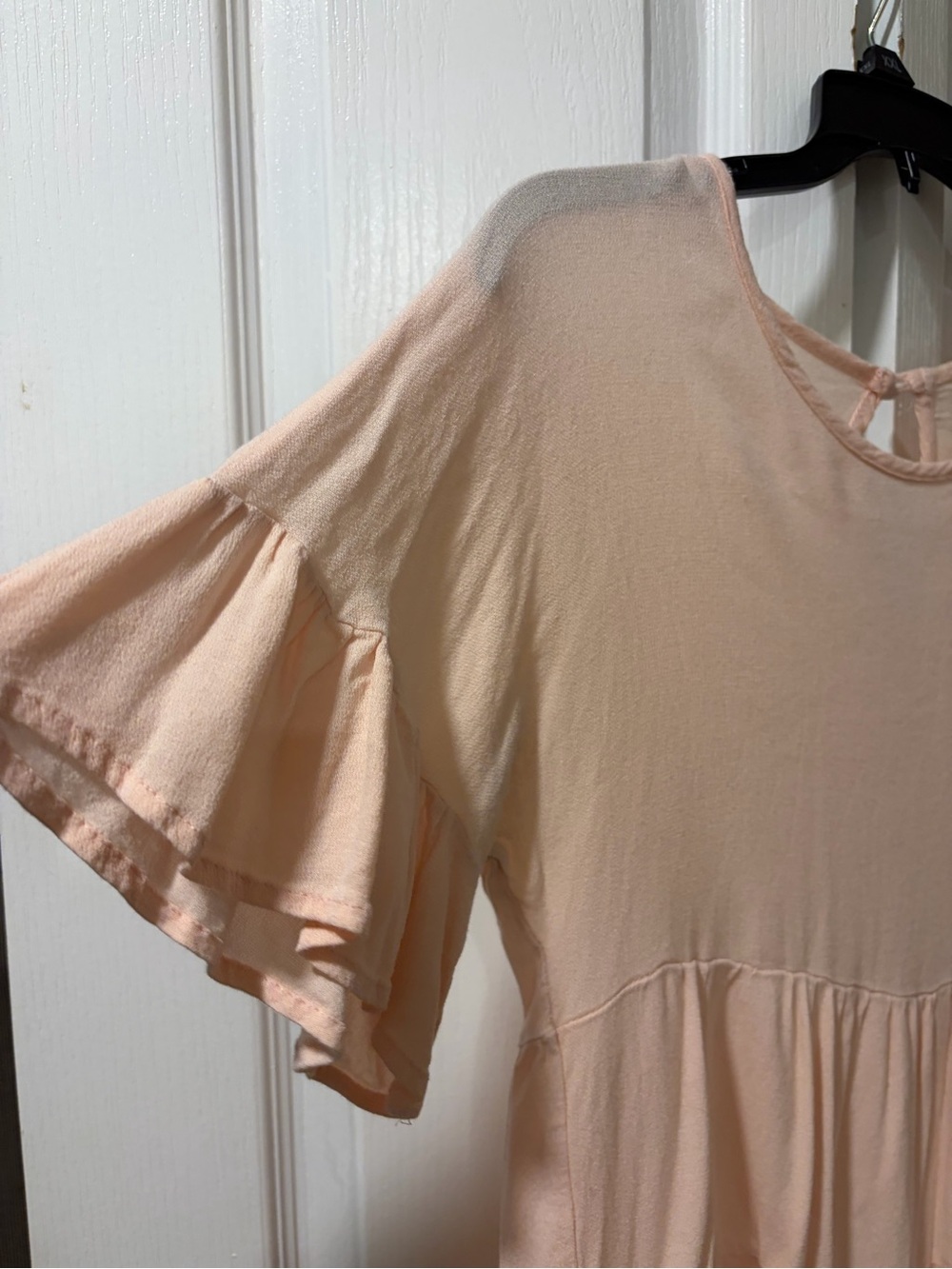 Adara Peach Tiered Babydoll Top Medium | Ruffle Sleeve Blouse - Picture 2 of 3
